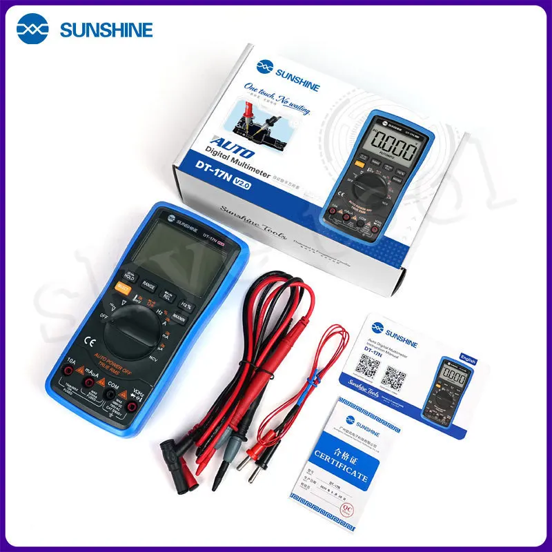 

SUNSHINE DT-17N V2.0 Мультиметр с ЖК-дисплеем и автоматическим диапазоном, цифровой мультиметр, автоматический цифровой тестер инструментов, набор инструментов