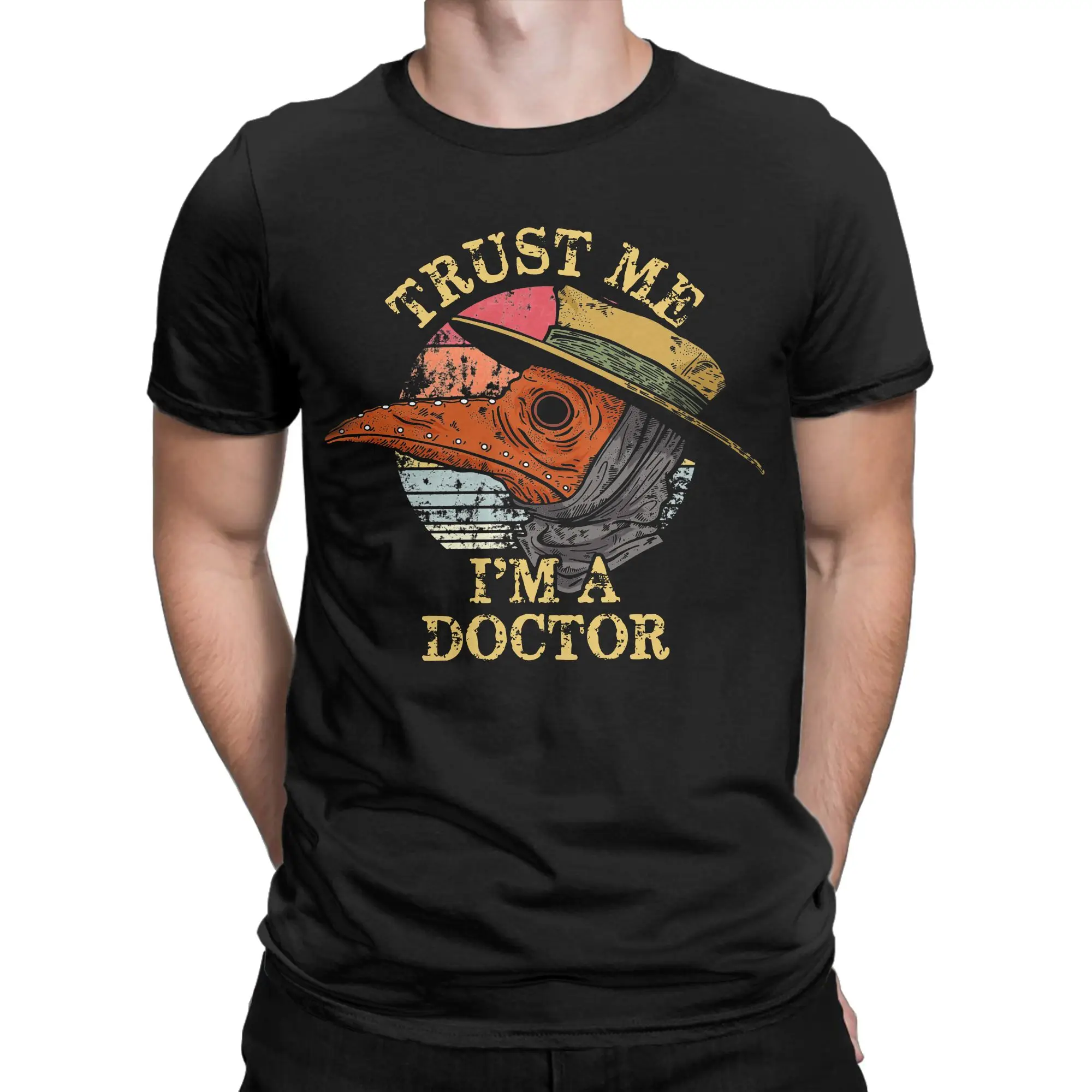 Men Plague Doctor Trust Me I'm A Doctor T Shirt Halloween Black Death Bird Streetwear Cotton Clothes Round Neck Tees T-Shirts