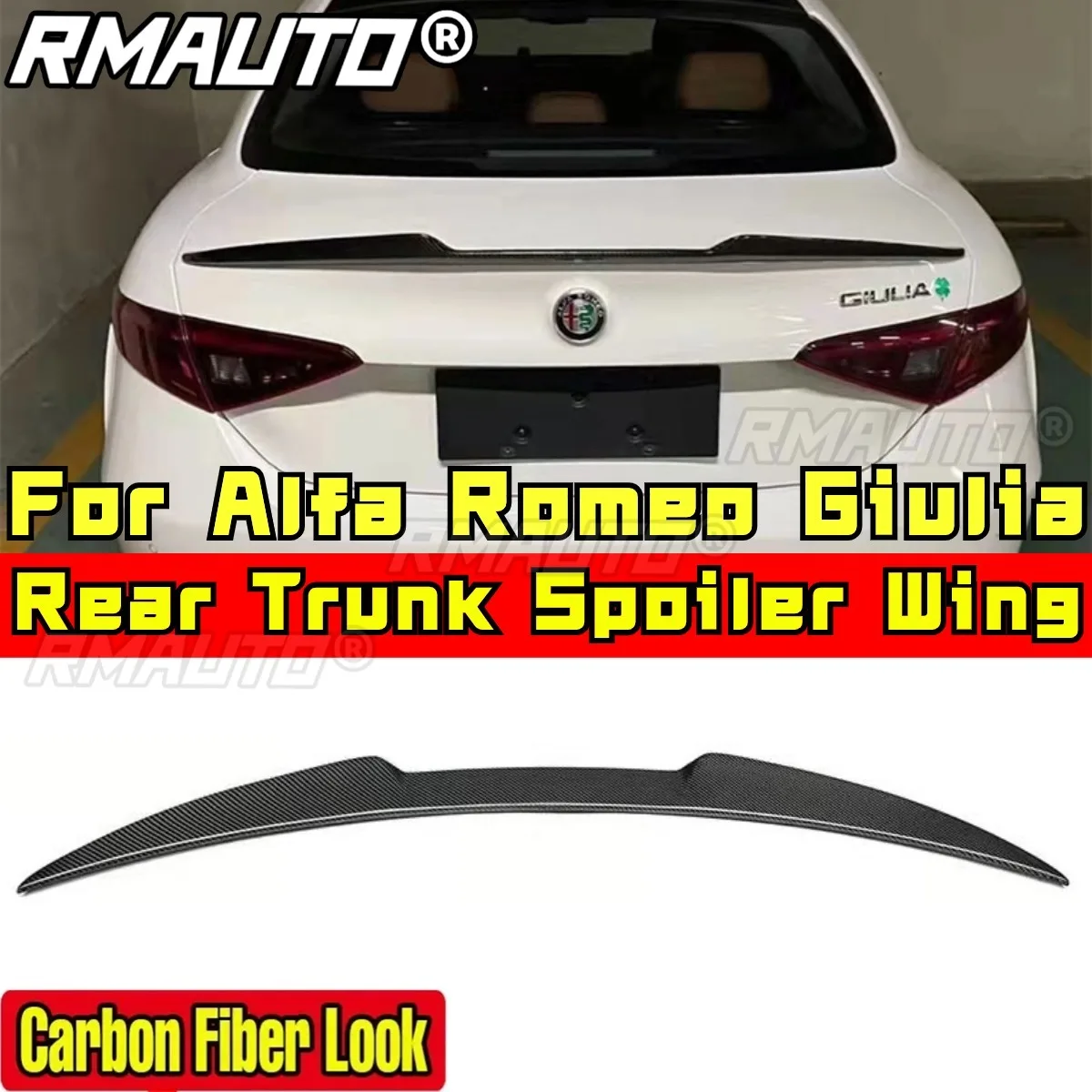 For Giulia Body Kit Rear Trunk Wing Carbon Fiber Look M4 Style Trunk Splitter Rear Wing For Alfa Romeo Giulia Car Accessories