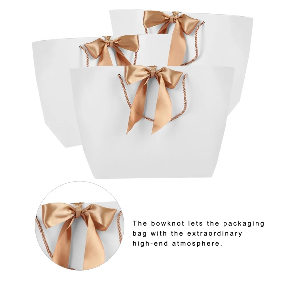 

10Pcs Fashion Paper Paper Bags White INS Bowknot Handle Bags Handle Packaging Bags Clothing