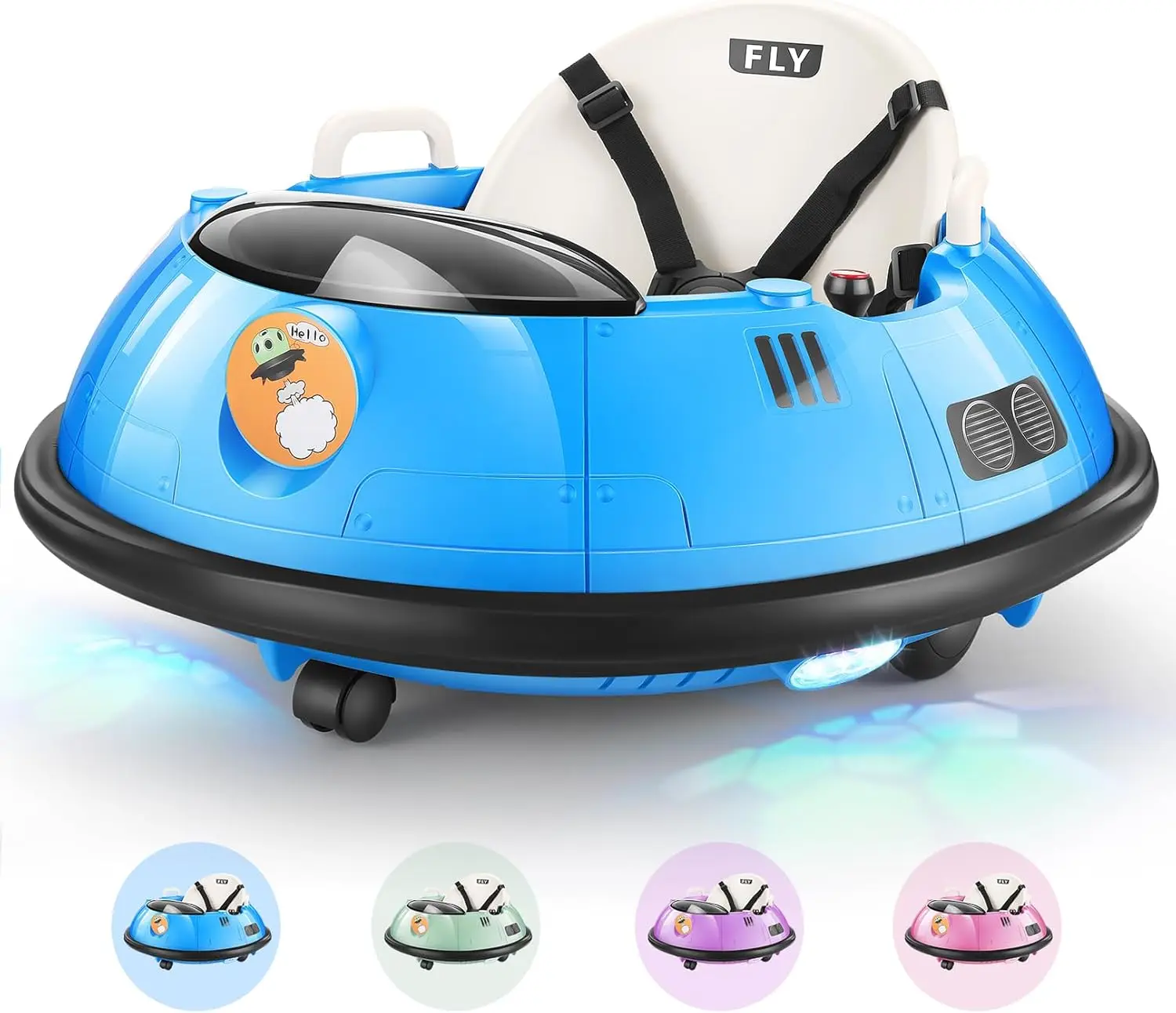 Electric Bumper Car for Kids, Baby Bumping Toy Car with Remote Control, Flashing LED Lights, 360 Degree Spin, Safety Belt, Gift