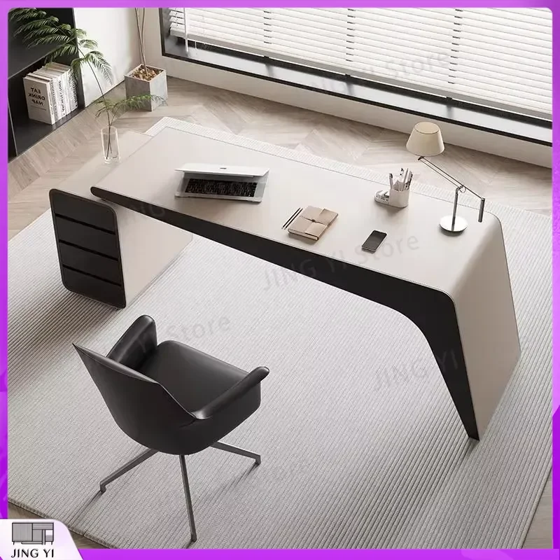 Modern Office Desk for Women CEO Desk Executive Workstation Stable Safe Heavy Duty Steel Frame Adjustable Height Ergonomic