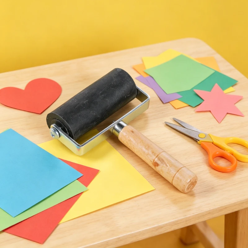 

Rubber Roller Wooden Handle Ink Roller Portable Art Tool For Water Marble Painting Handcraft And Fine Art Creation