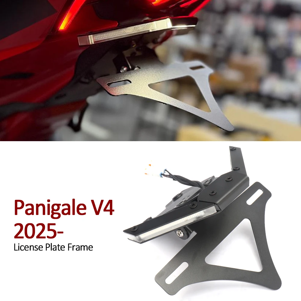

For Ducati Panigale V4 2025 Motorcycle Accessories Number License Plate Holder Frame Rear Tail Tidy Fender Eliminator Kit
