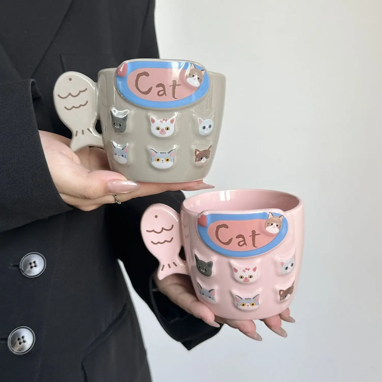 Cute Cat Coffee Mug Ceramic Cup High Value Couple Drinking Water Mug Household Gift Water Cup Mug Tabletop Accessories