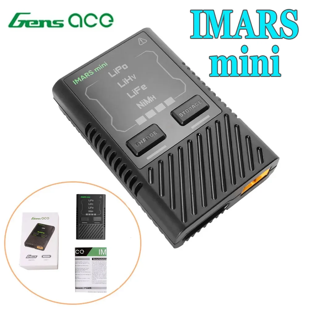 

Gens Ace IMARS mini Balance Charger 2-4S Lipo Battery Smart Charging G-TECH For Lipo LiHv LiFe NiMH QC PD USB-C RC FPV Drone