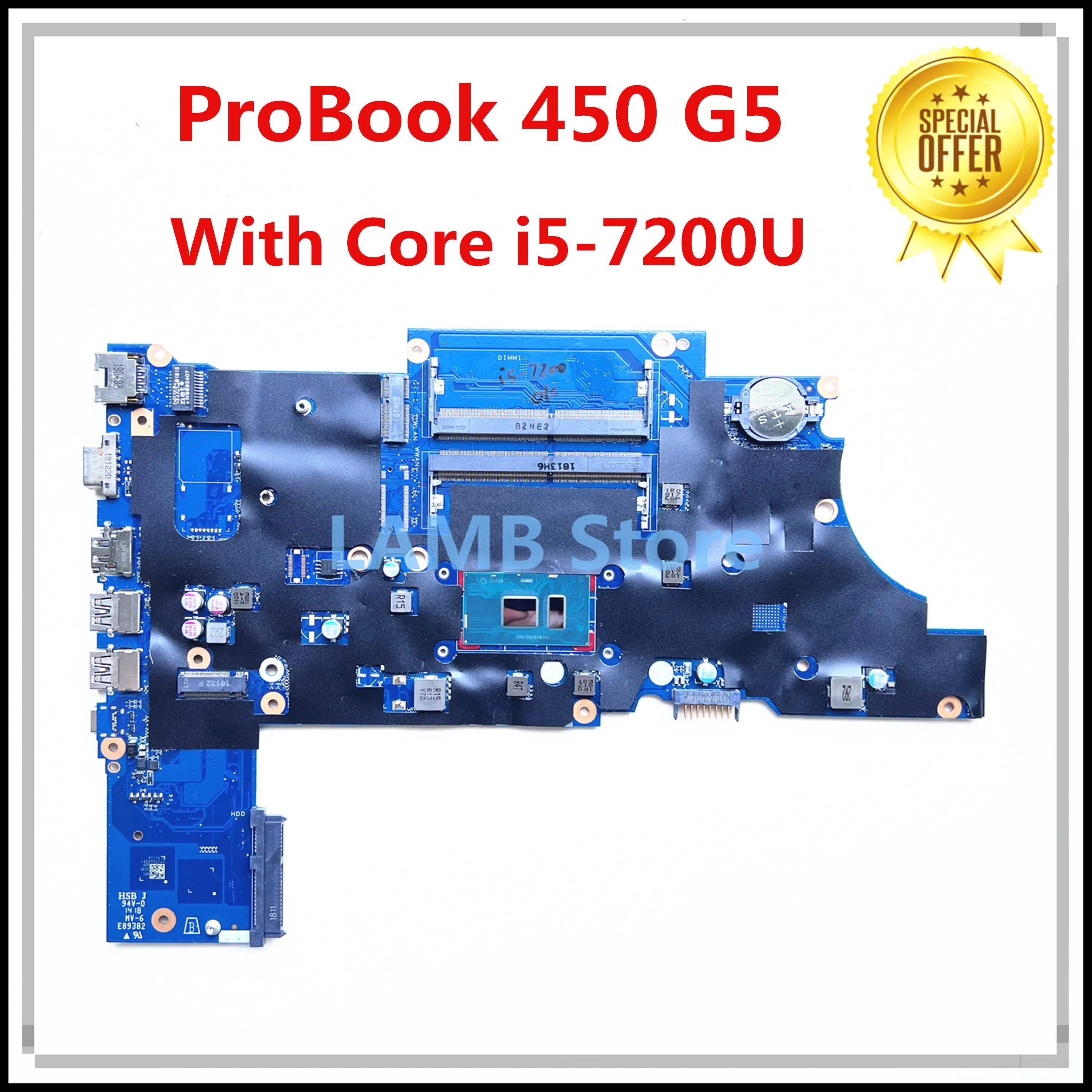 Original For HP ProBook 450 G5 Laptop Motherboard With SR342 Core i5-7200U DA0X8CMB6E0 DDR4 MB 100% Tested Fast Ship