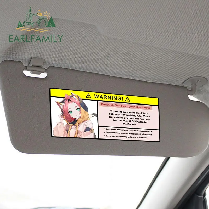 EARLFAMILY 13cm for Genshin Impact Warning Car Stickers Vinyl Motorcycle Car Accessories Decal Laptop Funny Anime Waterproof