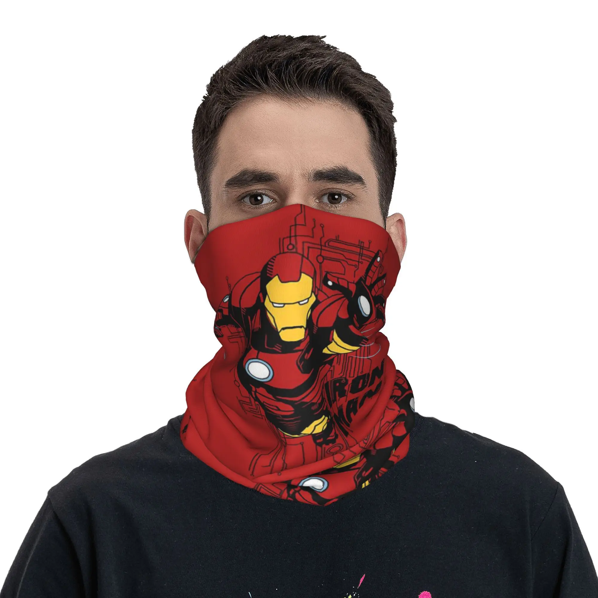 Custom Iron Man Movie Retro Poster Bandana Neck Gaiter for Ski Hunting Women Men Wrap Scarf  Headband Warmer