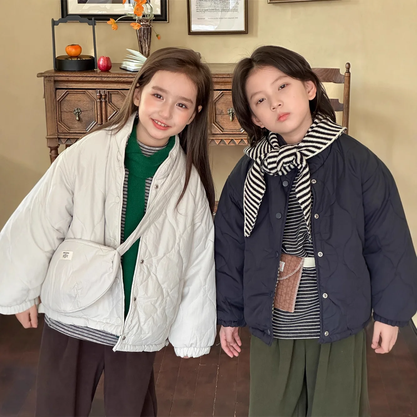 Kids Cotton-padded Coat 2025 Winter New Korean Style Reversible Cotton-padded Thickened Coat Boys Cotton-padded Coat Boutique