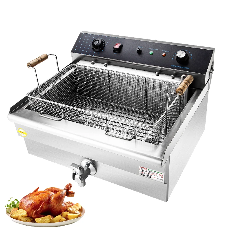 주방 레스토랑 판매를 위한 프라이팬 바구니가 있는 전문 자동 전기 프라이 20L 상업용 패스트 푸드 프라이팬
