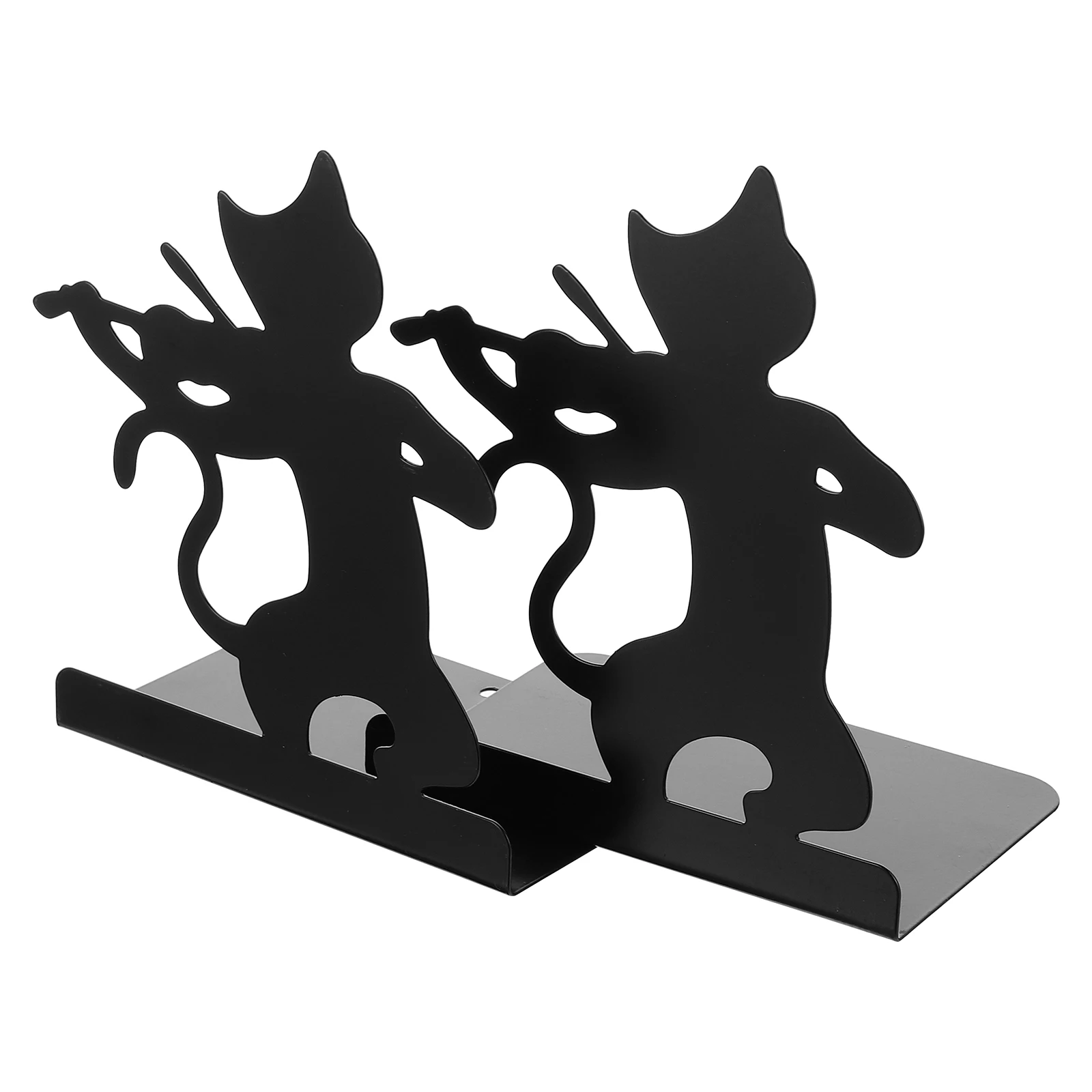 

Creative Cat Bookend Metal Black Desk Office nament Iron Book Stoppers Supports Shelves ganization Prevent Falling
