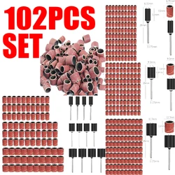 102Pcs Sanding Drum Kit Grit Sanding Band for Dremel Sleeves For Electric Mini Angle Grinder Sanding Mandrels Dremel Accessories