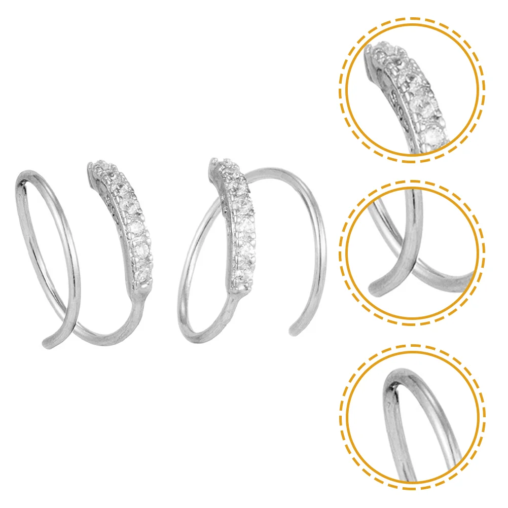 Spiral Double Hoop Earrings Accessory Stud for Women Jewelry Swirl Zircon Delicate