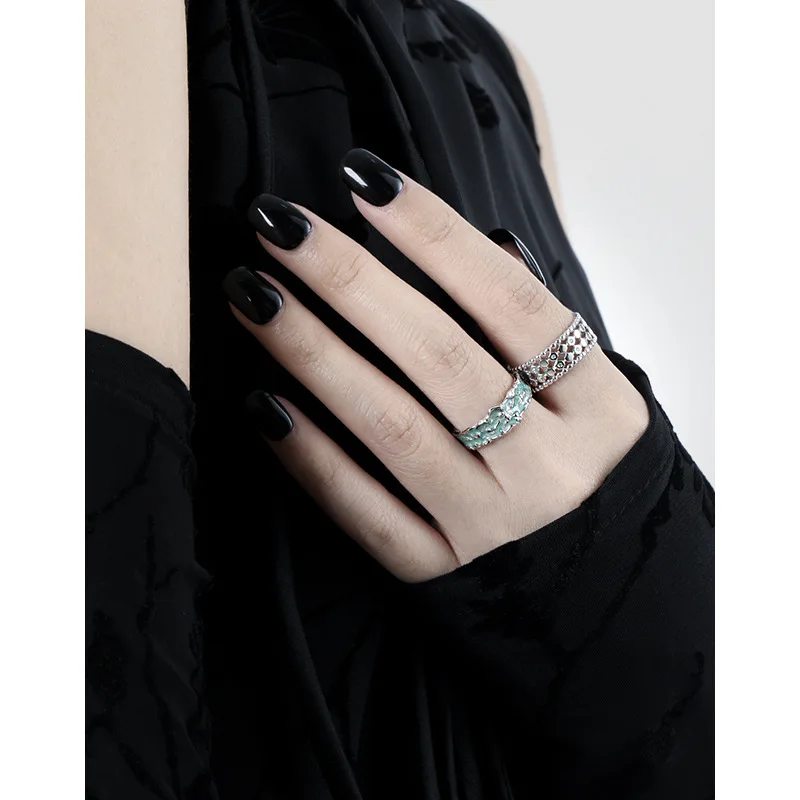 Hot selling S925 sterling silver inlaid with zircon honeycomb bead edge ring for women fashion luxury jewelry gift