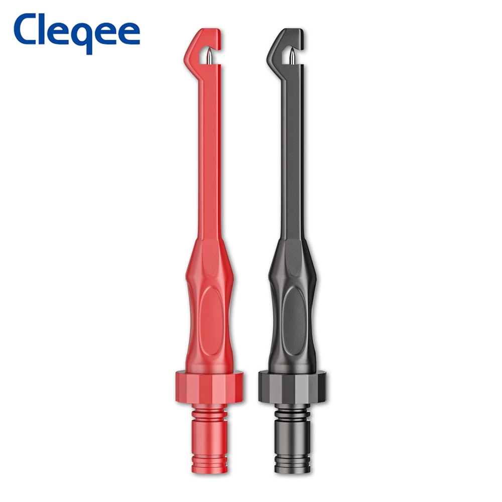 Cleqee P30057 2PCS Test Probe Clip with 4MM Jack Non-Destructive Wire-Piercing Back Probe Pins Quick Puncture Test Hook Tool