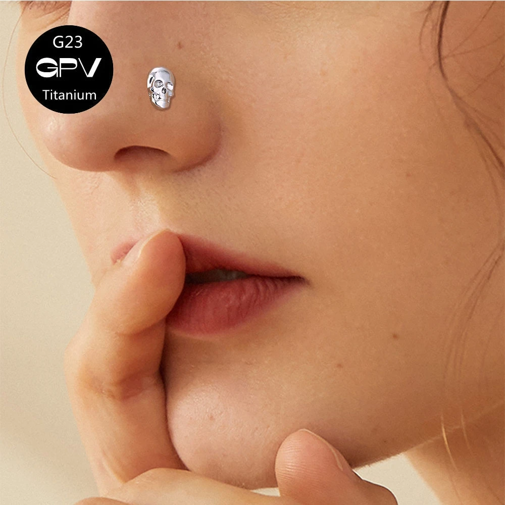 ASTM G23 Titanium Ear Cartilage Nails Fluid Heart Skull Lollipop Gothic Ear Nails Male and Female Perforated Jewelry Lip Nails - view 6