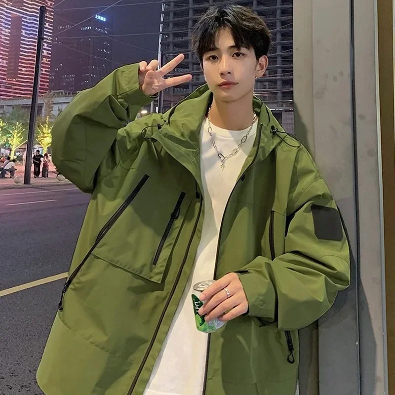 

Couple Clothing Spring Autumn Cargo Jacket Zipper Sweatshirt Hooded Windbreaker Men's Women's Coats Outdoor Trench Coat New