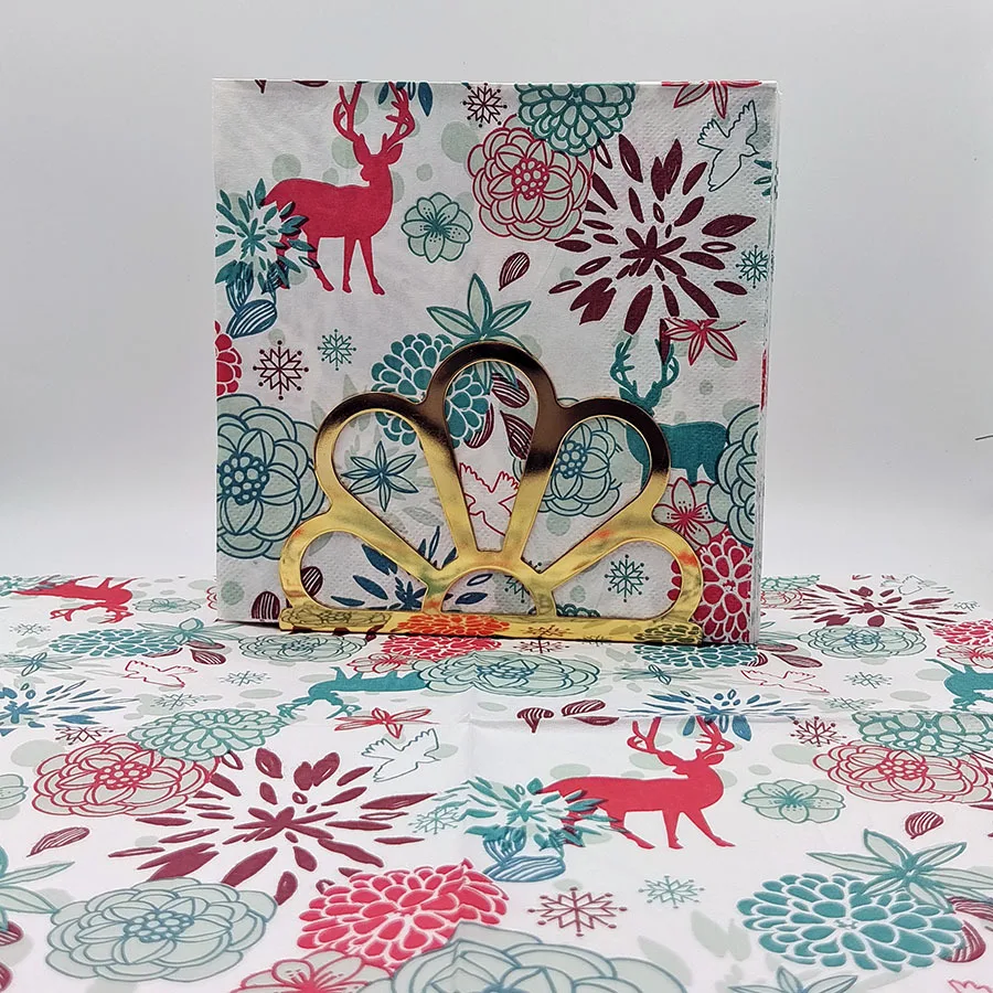 20Pcs 2Ply 33cm Christmas Napkins Reindeer Floral Snowflake Disposable Paper Napkins for Party Table Decor