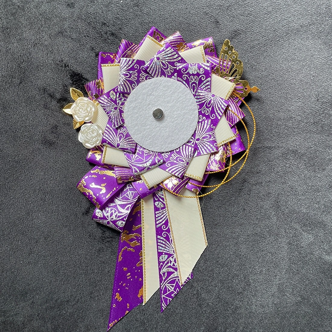 

Fashionable Ribbon Ita Bag Cosplay Accessory: Rosette Flower Pin Badge Holder Base Decor for FM Style Enthusiasts