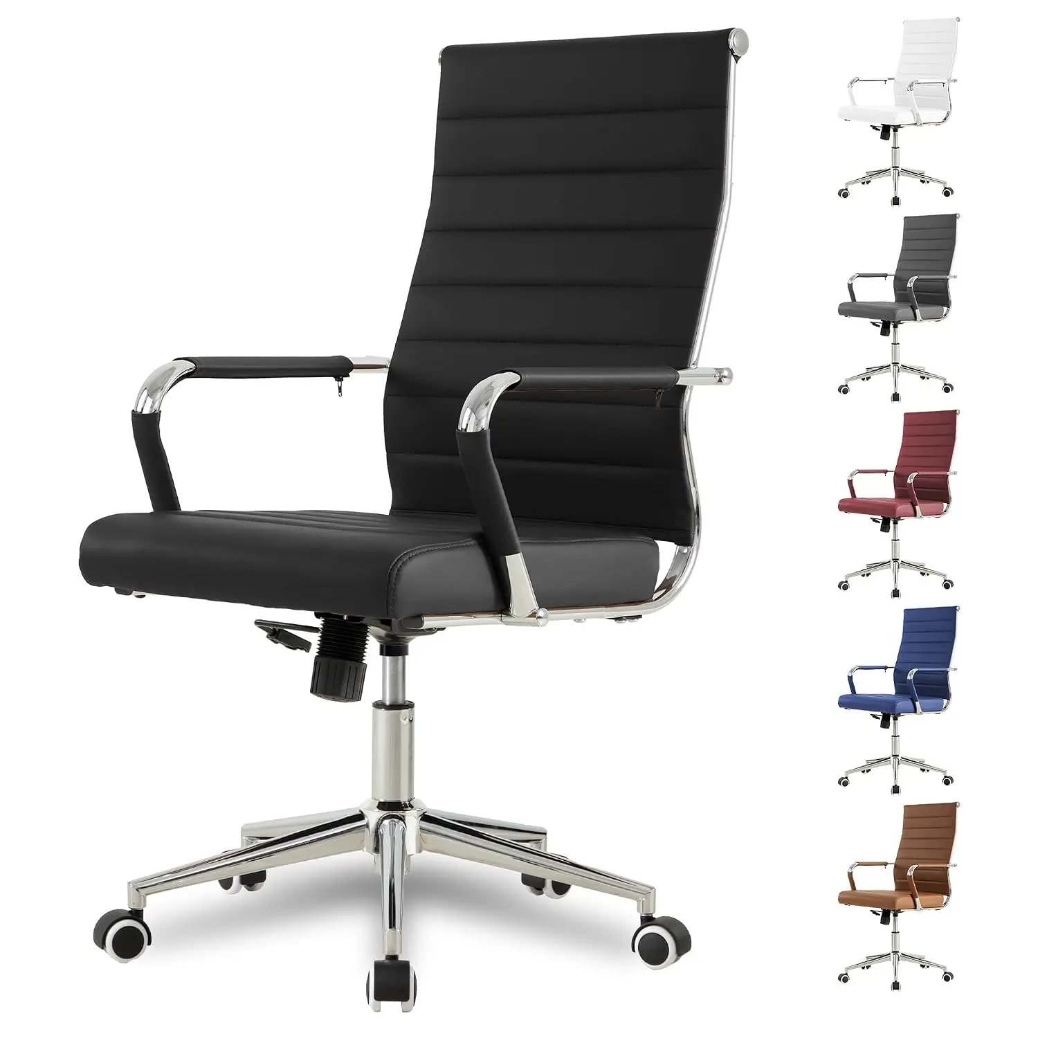 Okeysen Office Desk Chair, Ergonomic Leather Modern Conference Room Chairs, Executive Ribbed Height Adjustable, Customized