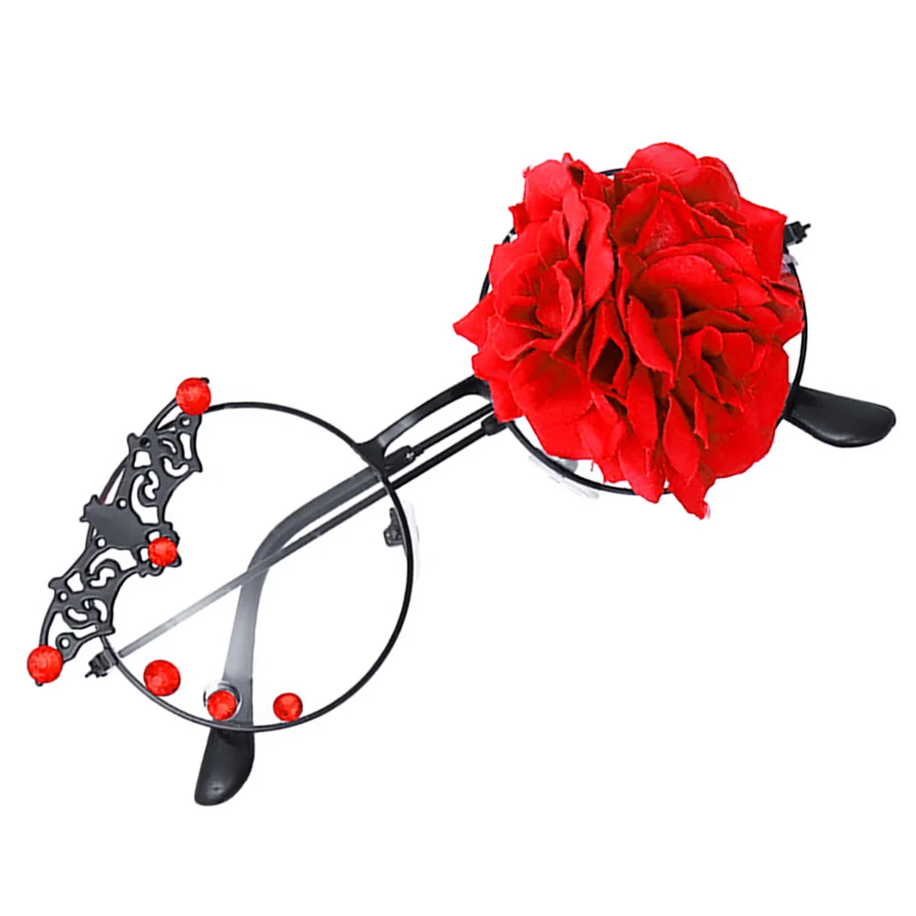 

Retro Punk Lolita Bat Rose Glasses Steam Plain Vintage Eyewear Costume Accessories Lightweight Portable
