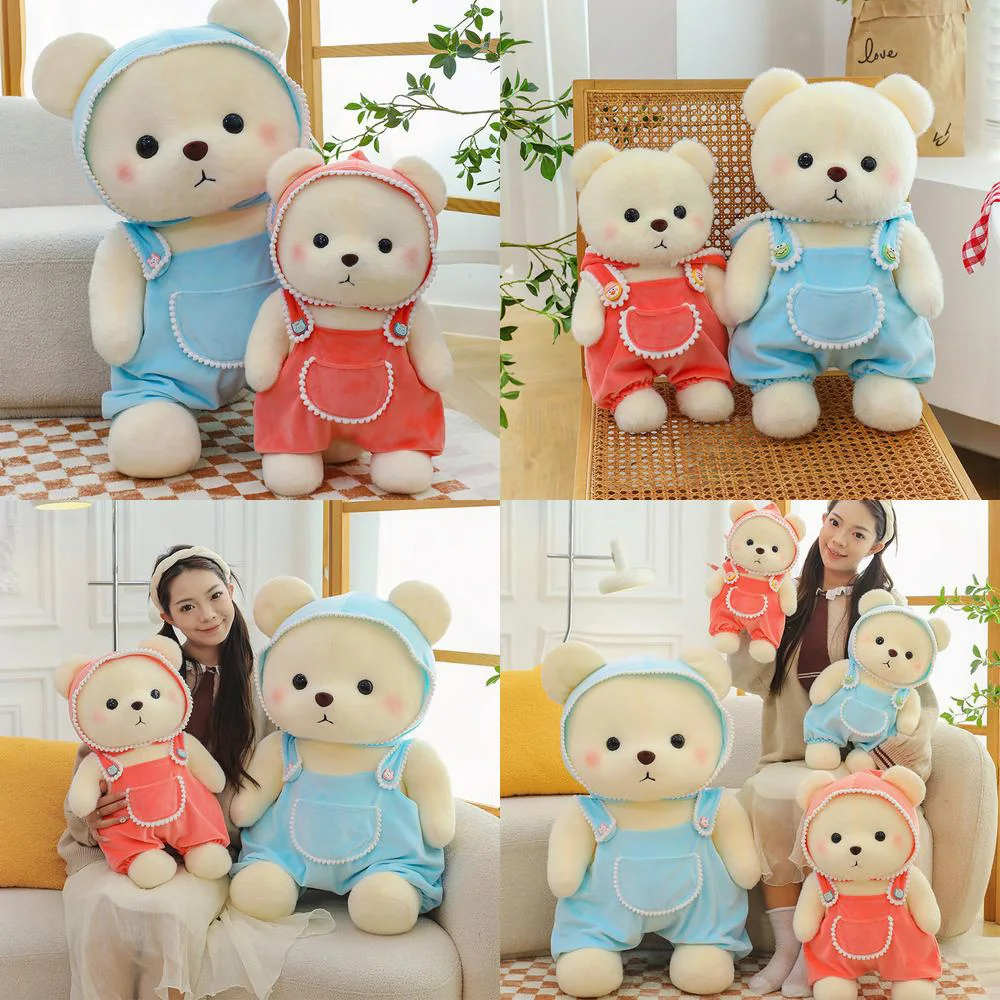 

Кавайная плюшевая игрушка, наполненная кукла, милый детский медвежонок, пижама-переноска, чучело, детский подарок на день рождения для девочек, приятная подушка для друга