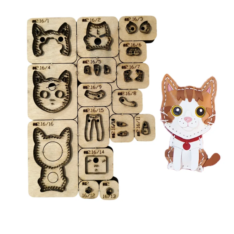 Orange Cat No.2 pendant bag keychain pendant cutting mold, leather cutting tools, Japanese steel knife wooden mold tools