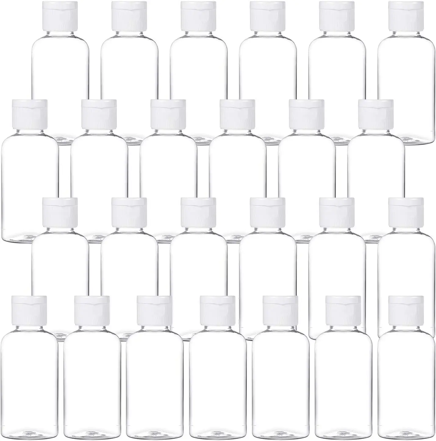 

Набор из 25 прозрачных дорожных бутылочек объемом 1,7 унции/50 мл с откидной крышкой, сжимаемые многоразовые контейнеры для туалетных принадлежностей