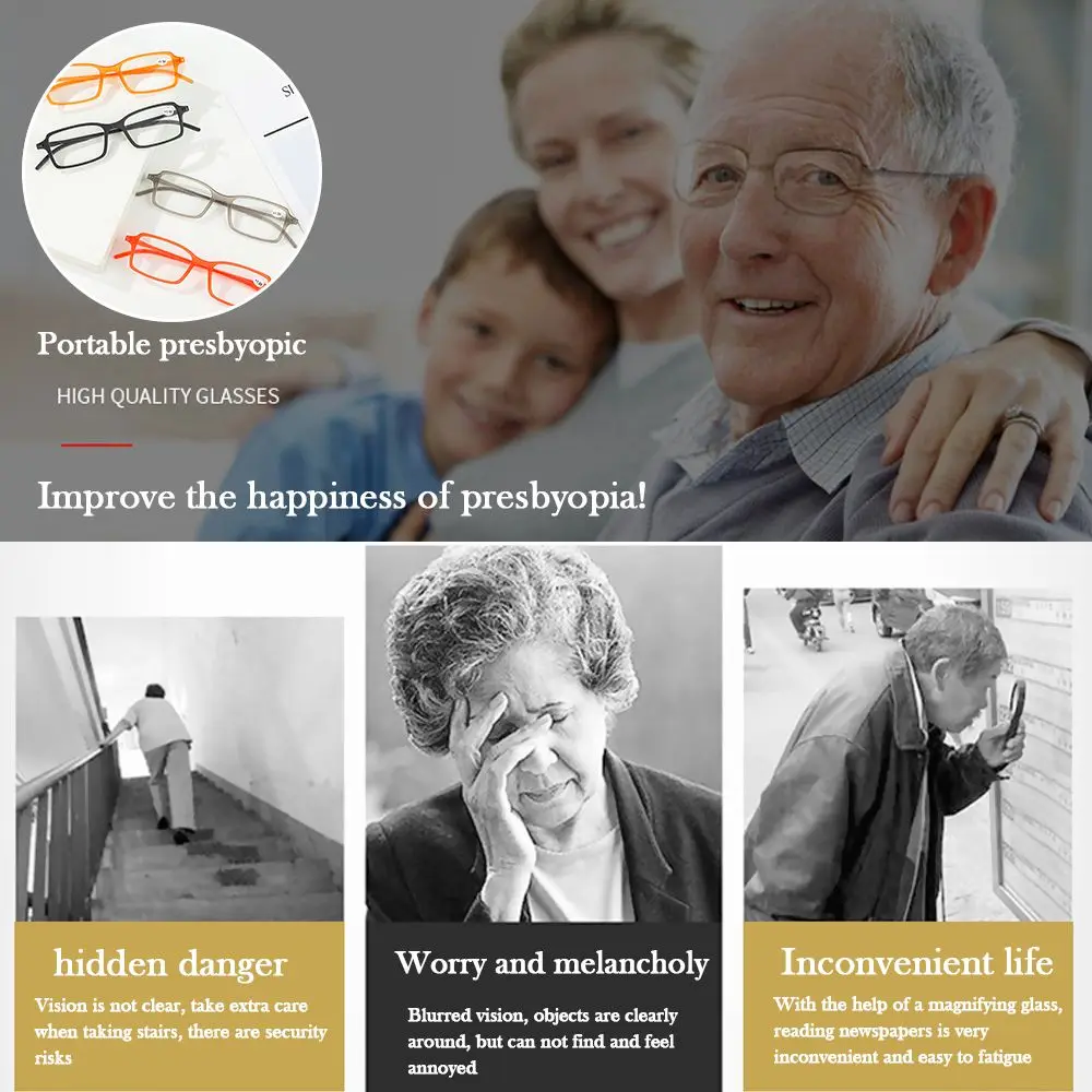 

Unisex Portable Elegant Reading Glasses Ultra Thin Frame Eye Protection Anti-Blue Light Eyeglasses