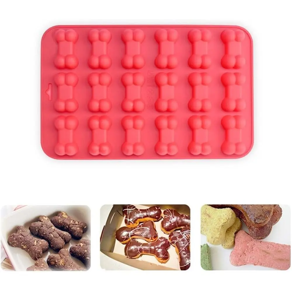 Dog Paw and Bone Silicone Molds, Set of 4PCS | Non-Stick, Food Grade Silicone, for Chocolate, Candy, Jelly, Ice Cube, Dog Treats