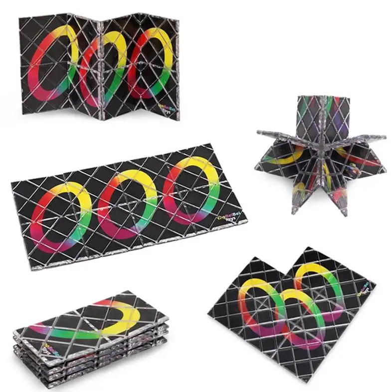 

8 Panels 3 Rings Magic Folding Puzzle Cube Classic Twisty Magic Rings 8 Tile Panel Type Stress Relief Toy Children Educational