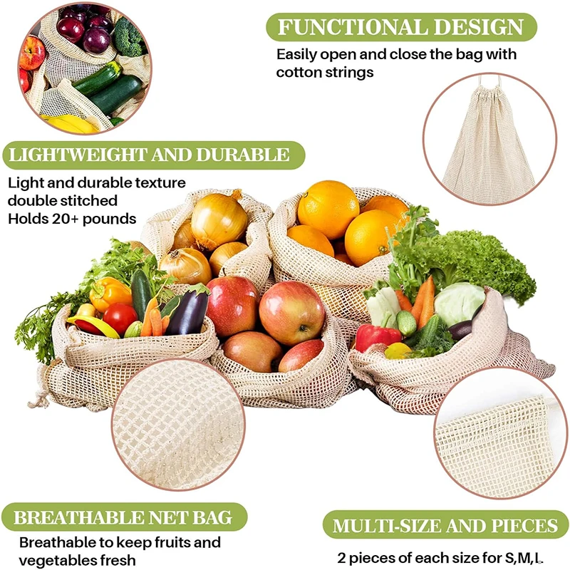 WEEDI 3/5/10 Pack Eco Friendly - đánh giá và giá Reusable Produce Bag