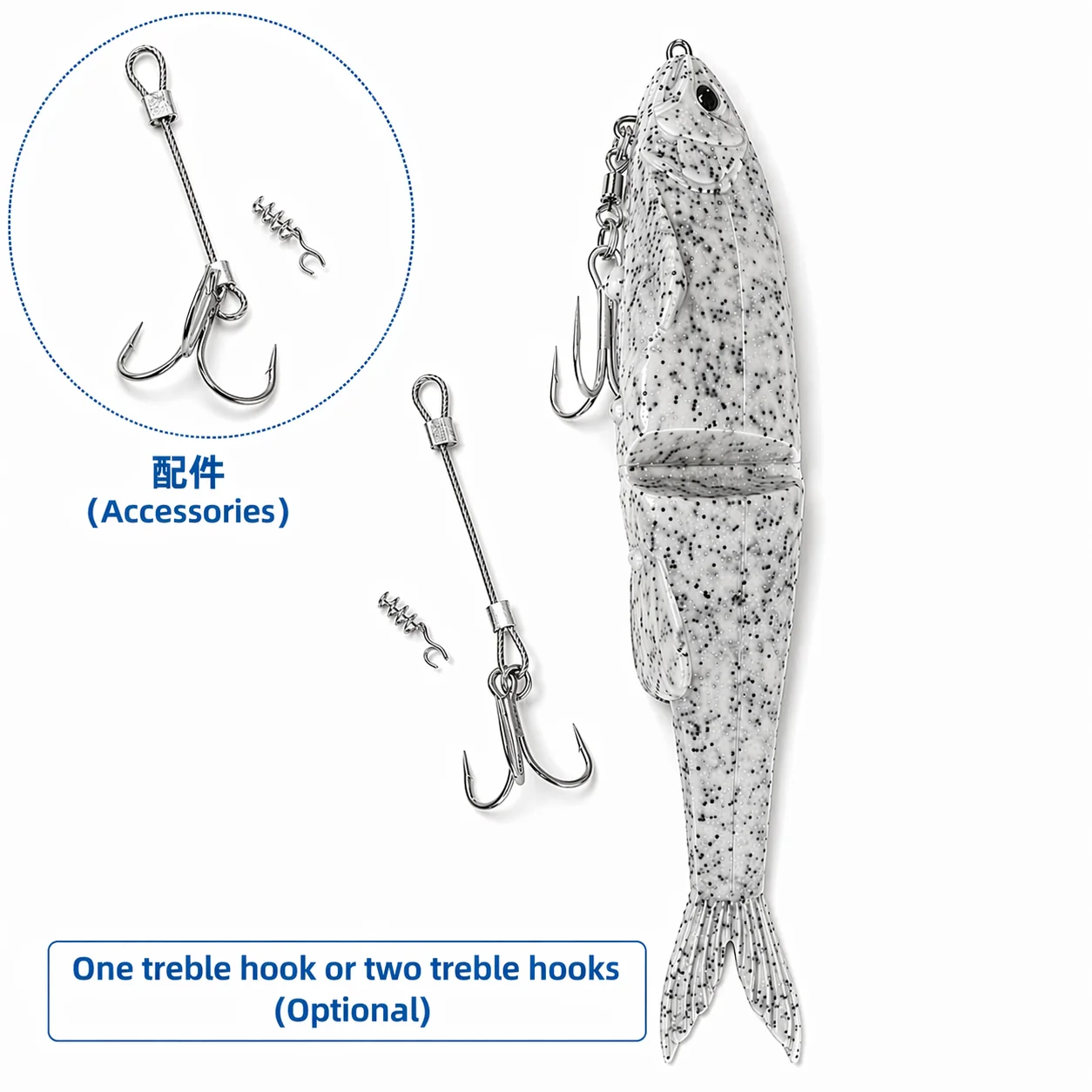 220mm 65g Weicher Swimbait Angelköder 8,66 Zoll 2,29 Unzen Gelenkiger Kunstköder mit Dreifachhaken für Barsch, Hecht, Zander, Salzwasser und Süßwasser – Detail 3