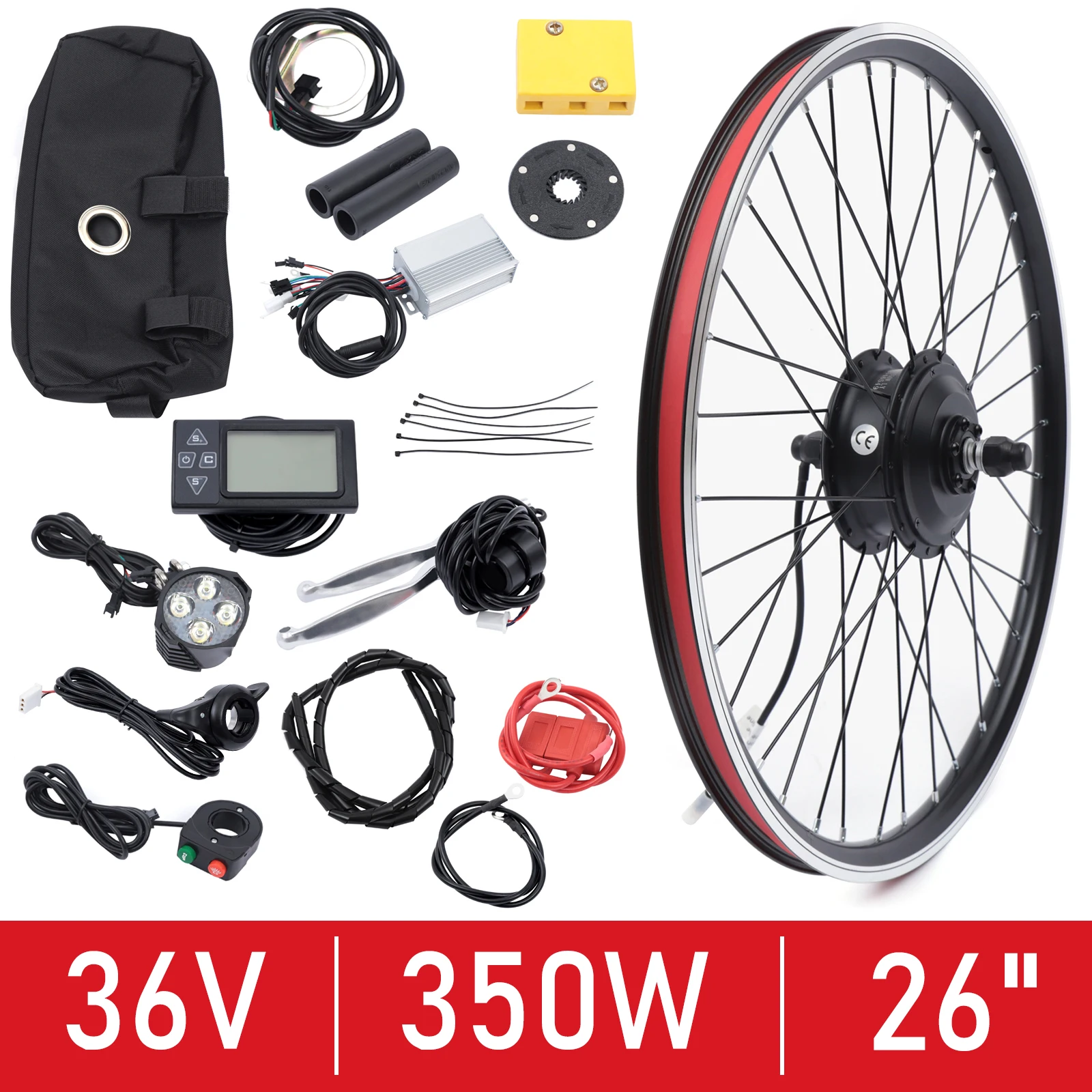 

26 inch Front Wheel E-Bike Electric Bicycle Conversion Kit 36V 350W Hub Motor E Bike LCD