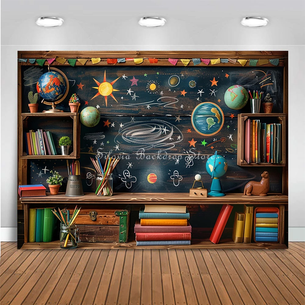 Back To School Photo Background Classroom Of Planets Birthday Cake Smash Photo Studio Props Universe Planet Photography Backdrop