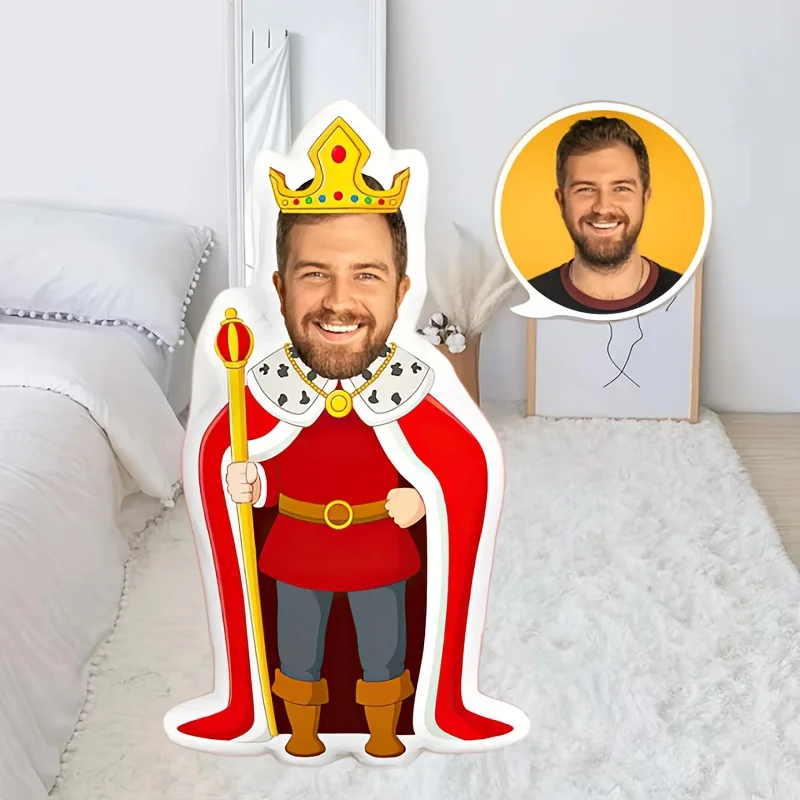 Custom King Men, Queen, Funny Pillow, Digital Double-Sided Printing, Hidden Zipper, Machine Washable, All-Season Multifunctional