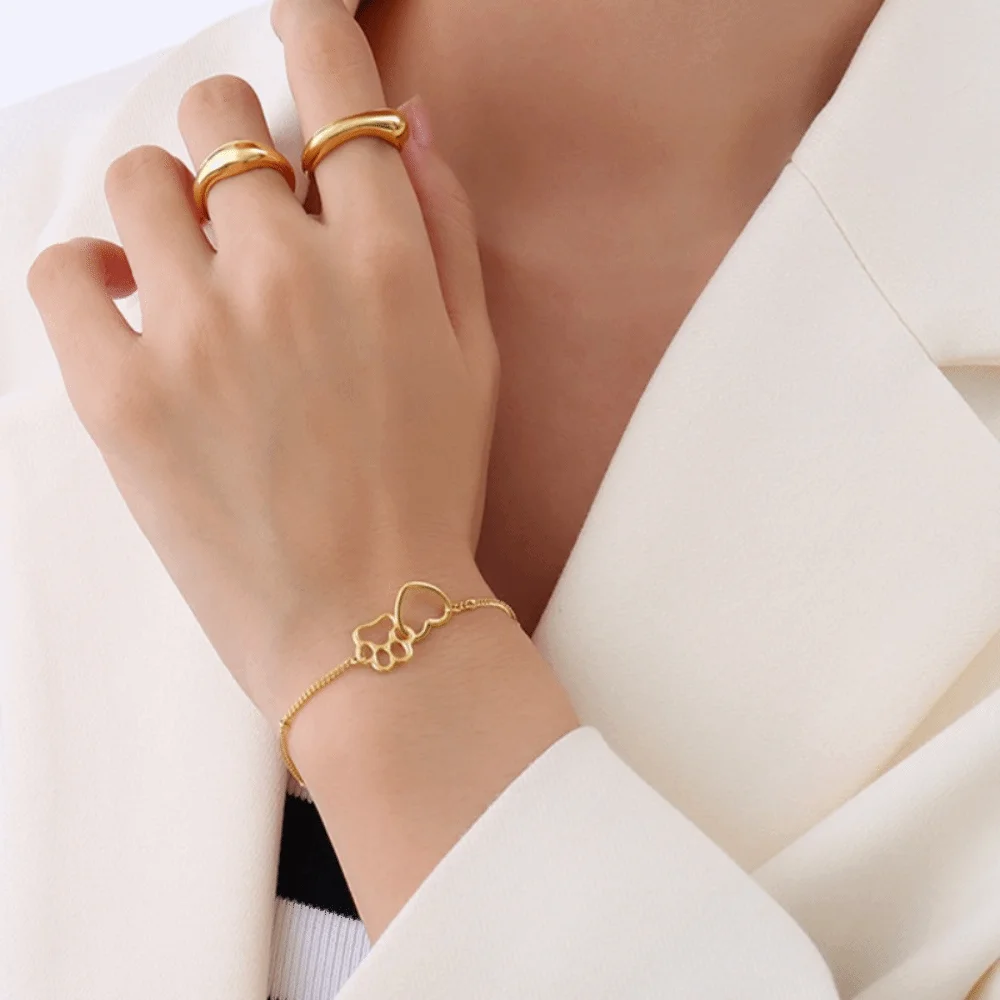 Hand Jewelry Thin Love Dog Seal Bracelet Light Luxury Fashion Dog Claw Foot Chain Simple Lovers Friendship Bracelet Gifts