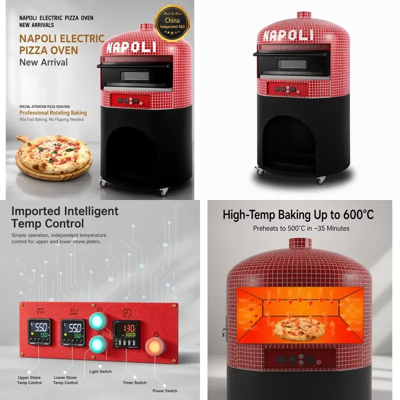 for Commercial Electric Pizza Oven Digital Control High Temp Stone Deck Baking Machine for Neapolitan Crust Bakery Restaurant