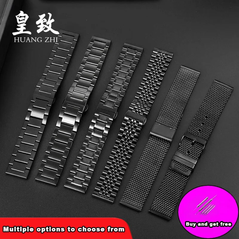 22mm 24mm For Armani AR1895 1509 0389 1452 1981 1970 Black Warrior stainless steel Watch strap Men solid metal Ceramic watchband