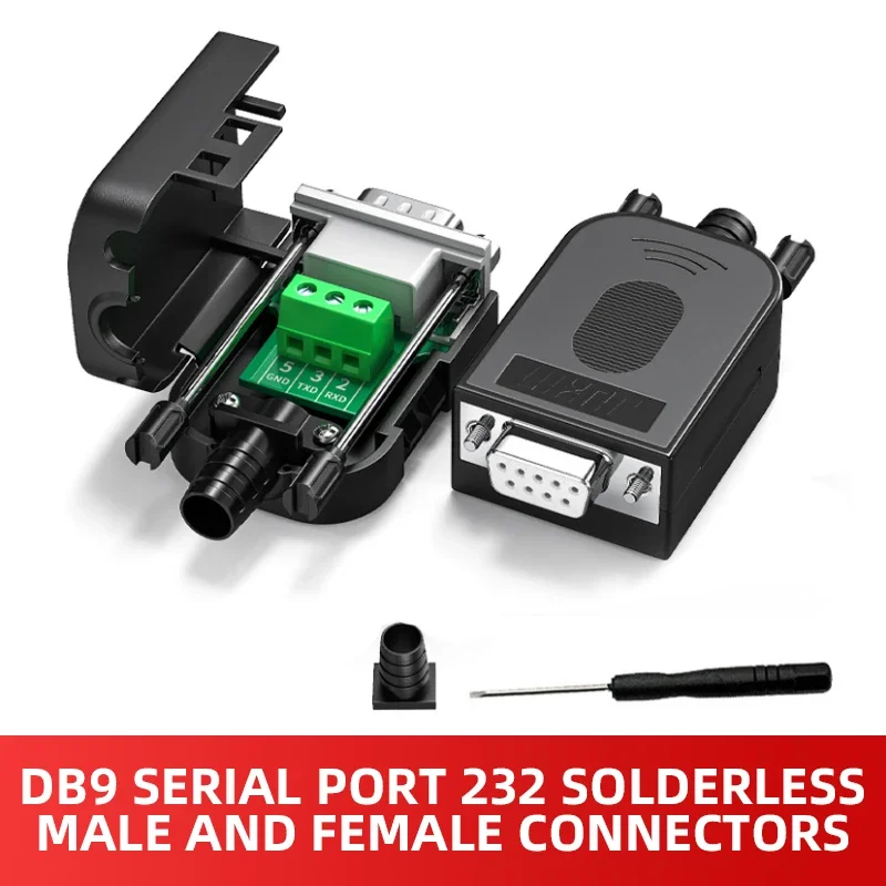 DB9 Solderless Connector 235 Plug RS232 Serial Adapter Male Female COM Interface 9-pin Line Board Head 9Pin Breakout Terminals