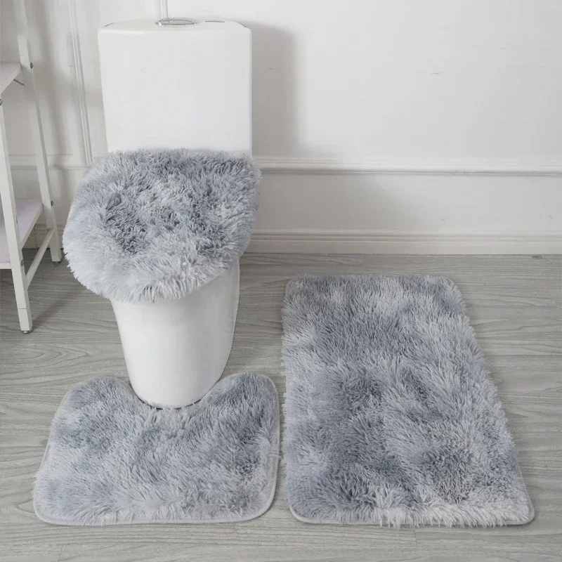 Toilet Seat Cover 3Pcs Set Bath Mat Shower Room Floor Rug Home Bathroom Anti-Slip Absorbent Doormat Bathtub Decor Carpet