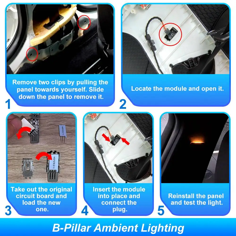 2PCS LED Ambient Lighting Rear Pillar Light B-Pillar for BMW M2 F87 1 2 3 4 Series F20 F21 F22 F23 F30 F31 F32 F33 F01 F02 F87