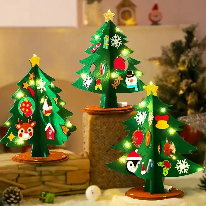 1 セット子供 DIY フェルトクリスマスツリーおもちゃ手作りクリスマスツリー工芸材料デスクトップ装飾ナヴィダード新年ギフト子供のための