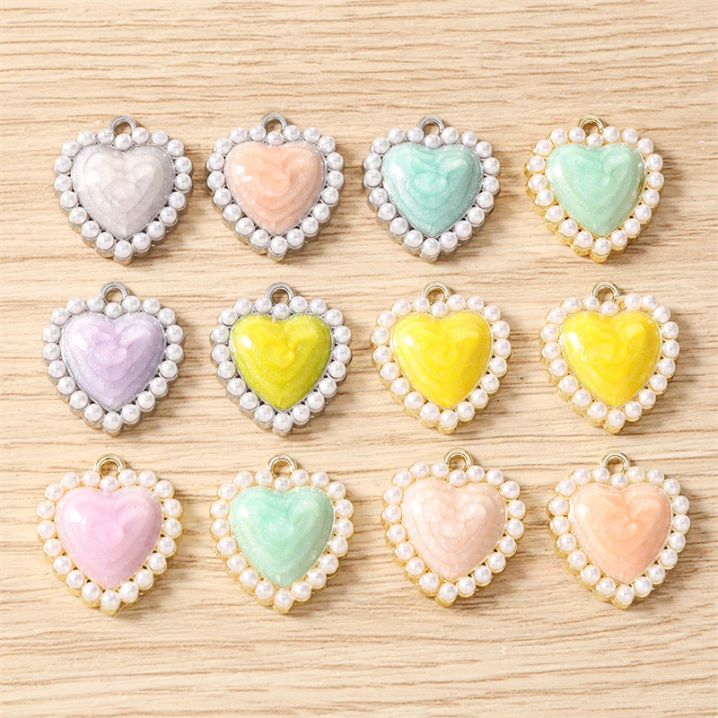 5 Stück niedliche, bunte, gemischte Metall-Herzanhänger für die Schmuckherstellung, Halsketten, Ohrringe, Armbänder, DIY-Bastelarbeiten und Accessoires – Detail 6