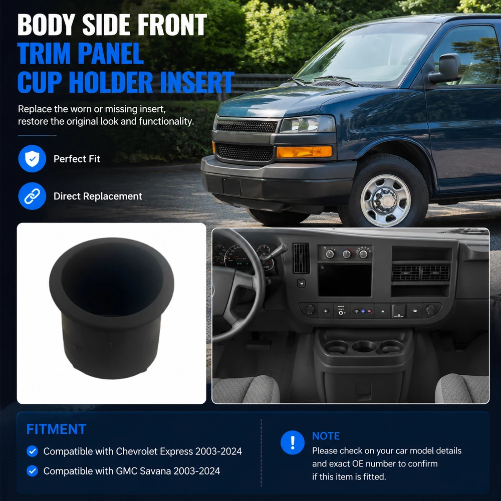 Car Cup Holder Insert for Chevrolet Express GMC Savana 2003-2024 25740177 Plastic Cup Drink Holder