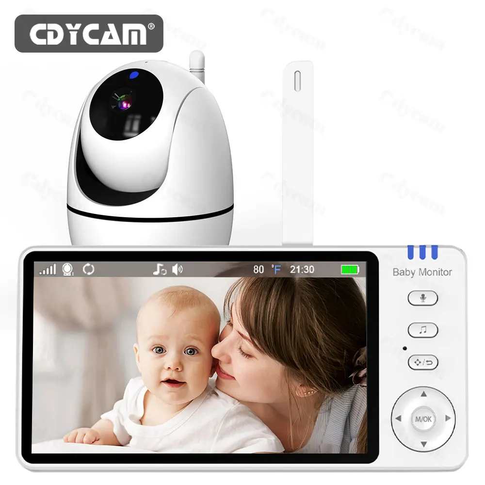 

Cdycam ABM501 5.0 Inch Baby Monitor 3500mAh Battery IPS Screen With Nanny PTZ Camera 2-way Audio VOX Lullaby Up USB Charge