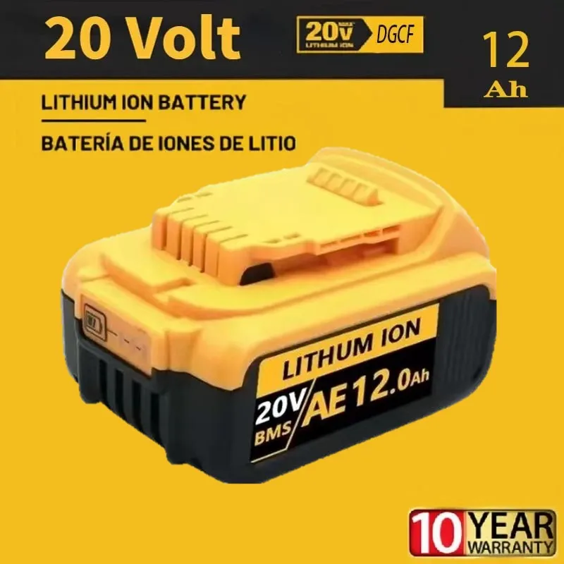 

For Dewalt Tools DCB200 Battery DCB206 DCB207 DCB204 MAX Li-ion Rechargeable Power 20V 6.0Ah/8.0Ah/12.0Ah Replacement 18650