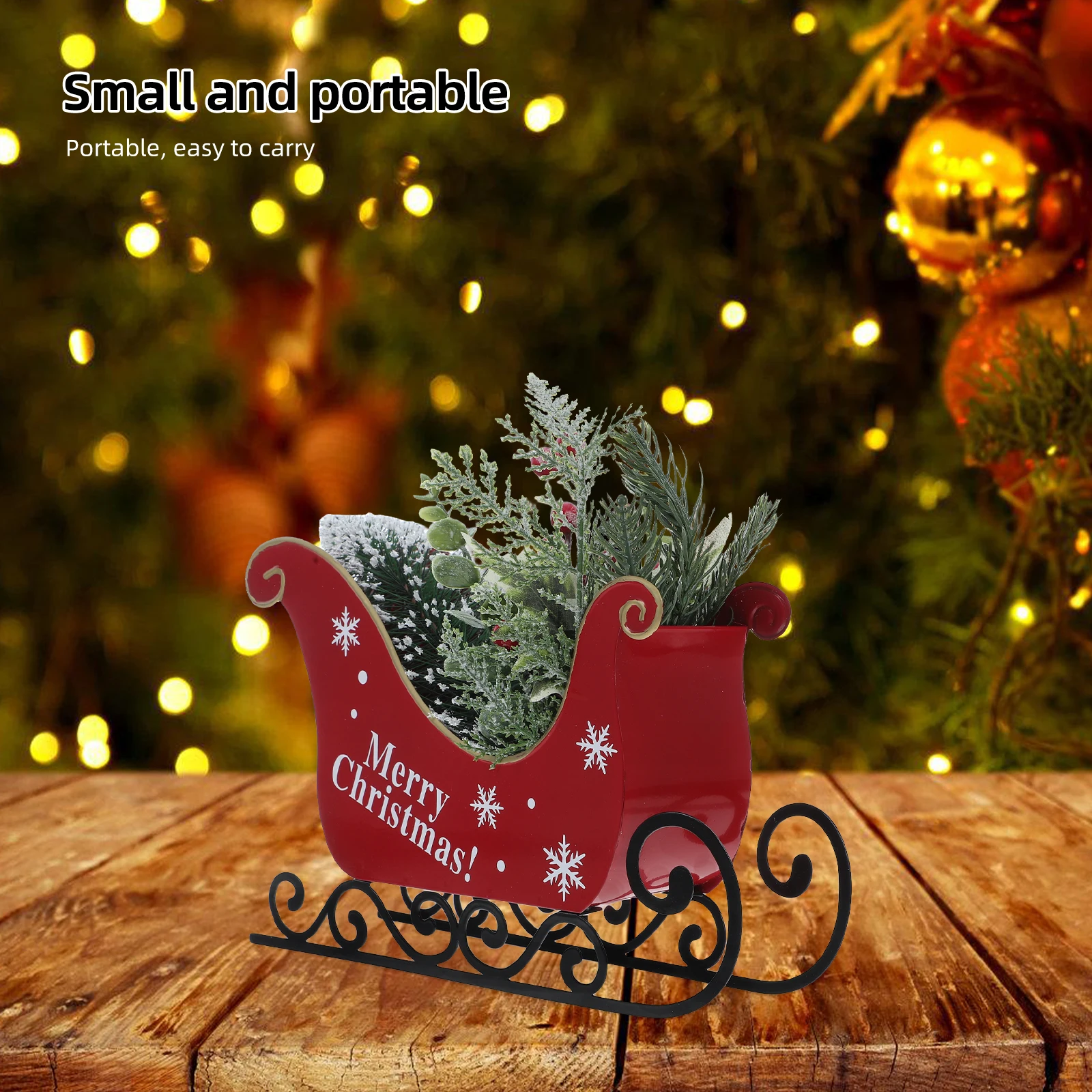 

Outdoor Christmas Decorations Wrought Sleigh Cart Small Tabletop Sleighs