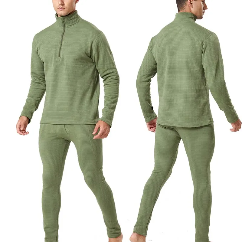 Biancheria intima termica tattica 1/4 Colletto con zip Camicie da uomo in pile Tute sportive da esterno Pantaloni termici da allenamento traspiranti Mutande lunghe Nuovo